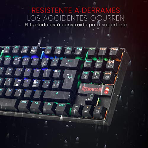 Redragon K552RGB KUMARA Teclado Mecánico Tenkeyless para Windows PC, Switch Red, Interruptores Rojos, reforzado, Retroiluminado RGB Distribución Española - Negro