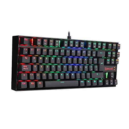 Redragon K552RGB KUMARA Teclado Mecánico Tenkeyless para Windows PC, Switch Red, Interruptores Rojos, reforzado, Retroiluminado RGB Distribución Española - Negro