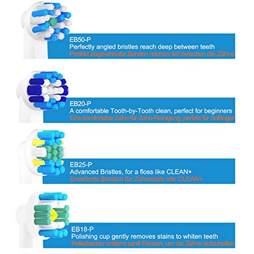 REDTRON Recambios Cepillo Compatible Braun Oral-B, 16Pzs Cabezales de Repuesto Compatible con Eléctrico Oral B Precision, Floss, Cross, Whitening-blanco