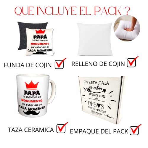 Regalo Originales para El Dia del Padre Taza Y Cojin con Relleno Papa para Regalo De Cumpleaños Taza Desayuno Original 350 Ml + Cojin Especial Dia del Padre Mejor Regalo para Padres (cojin +Taza)