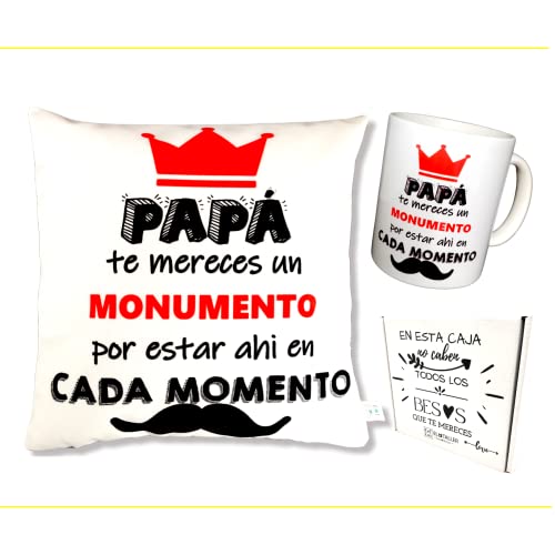 Regalo Originales para El Dia del Padre Taza Y Cojin con Relleno Papa para Regalo De Cumpleaños Taza Desayuno Original 350 Ml + Cojin Especial Dia del Padre Mejor Regalo para Padres (cojin +Taza)