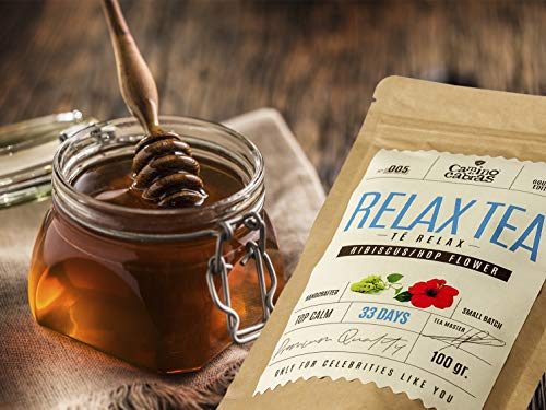 RELAX TEA | Infusiones para dormir | Te Gourmet Relajante y Digestivo | Manzanilla, Regaliz, Jengibre, Canela, Hinojo, Melisa, Hiperico | Sin cafeina | Antioxidante Natural 100g