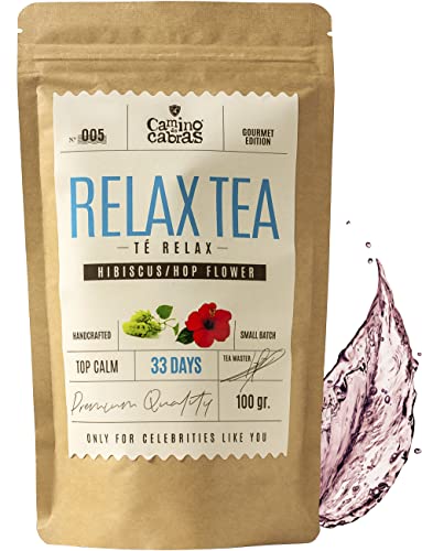 RELAX TEA | Infusiones para dormir | Te Gourmet Relajante y Digestivo | Manzanilla, Regaliz, Jengibre, Canela, Hinojo, Melisa, Hiperico | Sin cafeina | Antioxidante Natural 100g