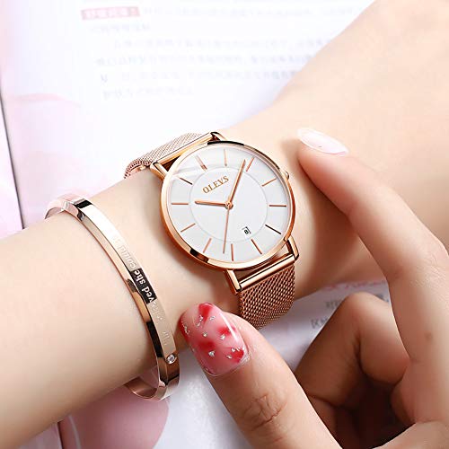 Reloj de Mujer Acero Inoxidable Impermeable Analogico Cuarzo Reloj Regalo Cumpleaños Mujer