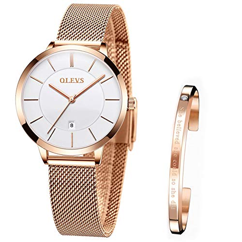 Reloj de Mujer Acero Inoxidable Impermeable Analogico Cuarzo Reloj Regalo Cumpleaños Mujer