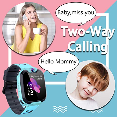 Reloj Inteligente Niño con Mp3 Musica - 7 Juegos Smartwatch Niños, Reloj Inteligente Niña, Relojes Smart Realiza Llamadas Mensajes de Voz Reloj de Cámara Alarma, Niños de 3 a 12 Años (W/ 1G SD Card)