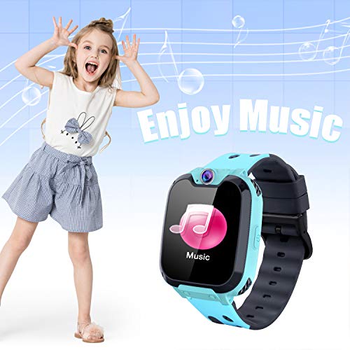 Reloj Inteligente Niño con Mp3 Musica - 7 Juegos Smartwatch Niños, Reloj Inteligente Niña, Relojes Smart Realiza Llamadas Mensajes de Voz Reloj de Cámara Alarma, Niños de 3 a 12 Años (W/ 1G SD Card)