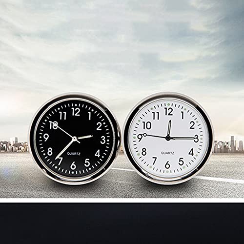 Relojes para Coche,MoreChioce Stick-on Car Dashboard Clock Reloj de Cuarzo Analógico Pequeño Redondo Mini Relojes de Cuarzo para Escritorio Casillero Oficina Estudio,Negro Luminoso