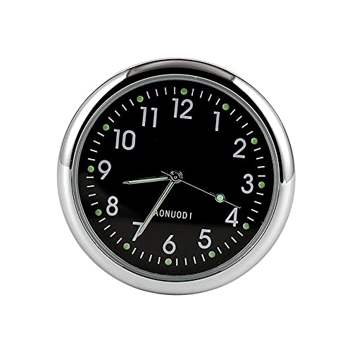 Relojes para Coche,MoreChioce Stick-on Car Dashboard Clock Reloj de Cuarzo Analógico Pequeño Redondo Mini Relojes de Cuarzo para Escritorio Casillero Oficina Estudio,Negro Luminoso