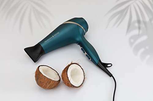 Remington Secador de Pelo Profesional Advanced Coconut Therapy - Iónico, 2 Concentradores, 1 Difusor, 2300 W, Azul - AC8648