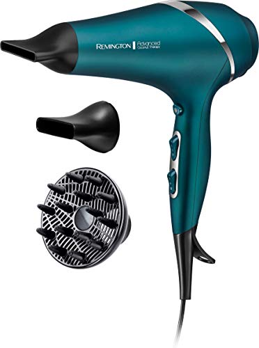 Remington Secador de Pelo Profesional Advanced Coconut Therapy - Iónico, 2 Concentradores, 1 Difusor, 2300 W, Azul - AC8648