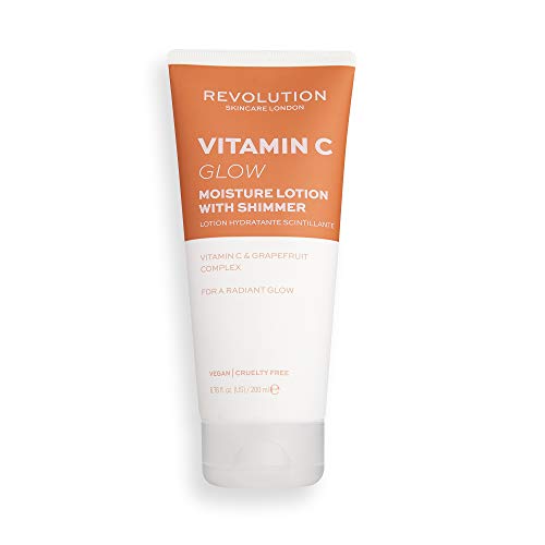 Revolution Skincare Vitamin C Glow Shimmer Loción Humectante 200 ml, blanco