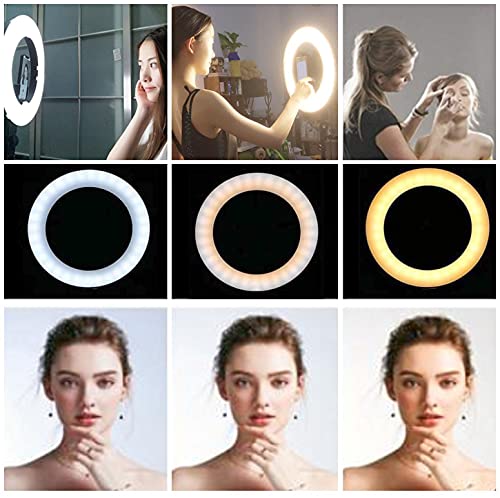 Ring Light Luz para Selfie 10 Pulgadas Soporte Triangular Luz de Anillo LED de 3 Modos de iluminación con 10 Brillo para Maquillaje fotografía Youtube y Video Selfie