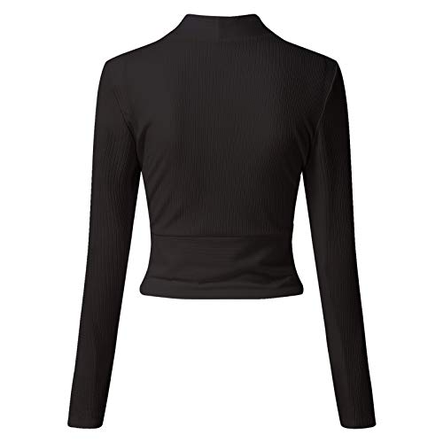 riou Camisa Mujer de Manga Larga Cuello en V Camisa de Punto Top Corto Delgado Elegante Suéter Túnica Casual Suelto Tops Otoño Invierno