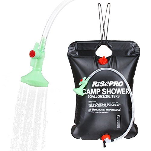 RISEPRO - Bolsa de Ducha Solar de 20 litros para Calentar solares, para Acampada, Ducha, indicador de Temperatura, Agua Caliente, 45 °C, Senderismo, Escalada C1004