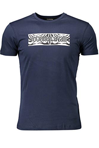 Roberto Cavalli HST60E - Camiseta de manga corta para hombre Azul 04926 Navy XXL