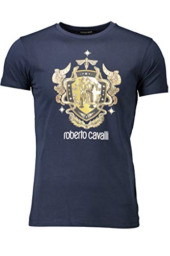 Roberto Cavalli HST64E - Camiseta de manga corta para hombre Azul 04926 Navy XL