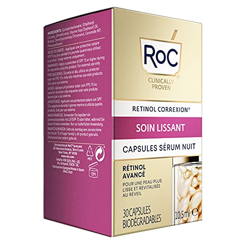 RoC - Retinol Correxion Line Smoothing Suero de Noche - Antiarrugas y Envejecimiento - Hidratante Reafirmante - Cápsulas de 30 piezas