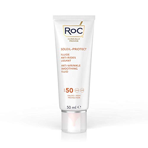 RoC - Soleil-Protect Fluido Suavizante Antiarrugas SPF 50 - Crema Hidratante Facial - Reduce las Arrugas - Protector solar - 50 ml