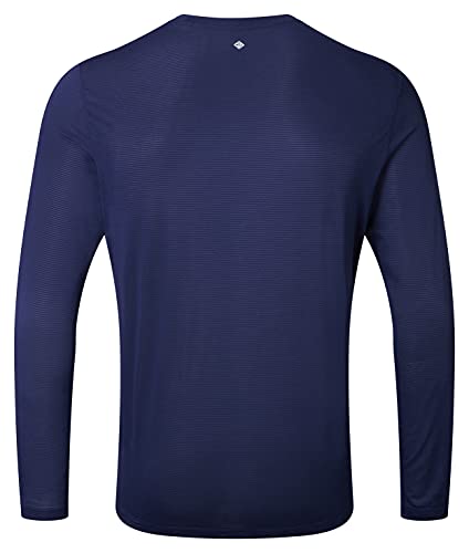 Ronhill Tech L/S tee Camiseta, Deep Navy Marl/Citrus, L para Hombre