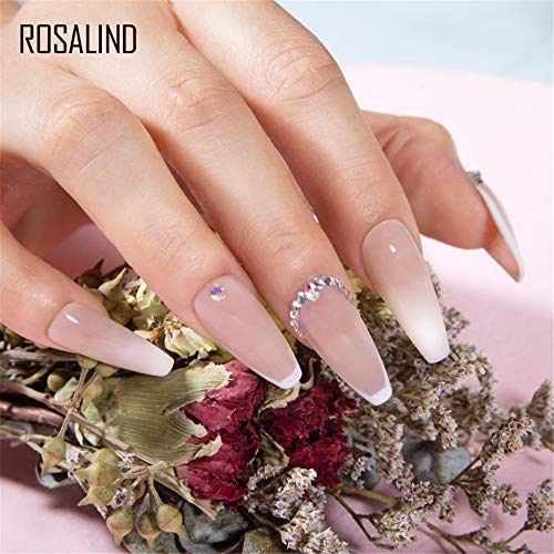 ROSALIND 2pcs Esmaltes Semipermanentes de Uñas en Gel UV LED, Kit de Esmaltes de Uñas de Negro Blanco Rosa Desnudo 7ml (Set18)