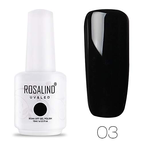 ROSALIND Esmalte Semipermanente Blanco y Negro Pintauñas 2pcs Kit de Esmaltes de Uñas 15ml