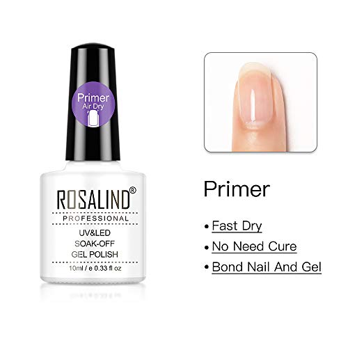 ROSALIND Esmaltes Semipermanentes Base y Top Coat y Matte y Primer de Uñas en Gel UV LED, 4pcs Kit de Esmaltes de Uñas 10ml