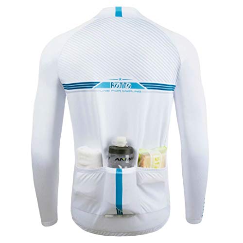 ROTTO Maillot Ciclismo Hombre Camiseta Ciclismo Manga Larga con Bolsillo