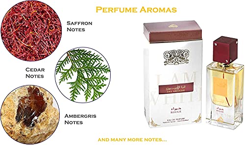 Rouge 60ml | Eau de Arabian Parfum | Azafrán, Cedro, Ambergris Aroma | Regalo perfecto (para hombres y mujeres) (Unisex)