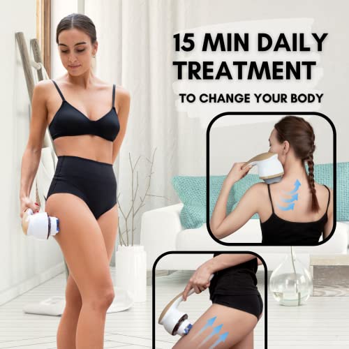 ROWALU SLIM 500 | Masajeador Celulitis Electrico | Anticelulitico Reductor abdominal y para Piernas, Pies, Gluteos Cervical y Espalda | Esponja exfoliante Facial y Corporal en SISAL Gratis