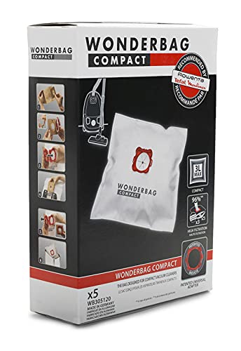 Rowenta Wonderbag Compact WB305120 - Pack de 5 bolsas para aspiradora, universal para aspiradores con una capacidad de 3 L, máx. filtración al 96 % de micropartículas