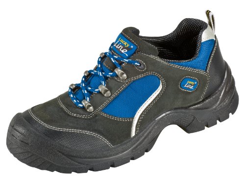 S1 "Göhren" - Zapato de Seguridad con Aspecto de Deportiva de Piel de Gamuza con Tapa de Acero con Suela Antideslizante PUR - negro / azul, 42