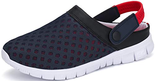 SAGUARO Zuecos para Hombre Mujer Zapatillas de Playa Ligeros Respirable Sandalias del Acoplamiento Ahueca hacia Fuera Zapatillas de Jardín, Rojo, 39 EU