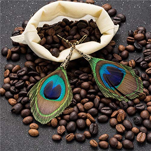 SALAN Pendientes Mujeres Grandes Largo Pavo Real Pavo Real Bohemio Bohemio Ethnic Trendy Drop Hanging Drop Pendiente para Joyería De Fiesta De Boda