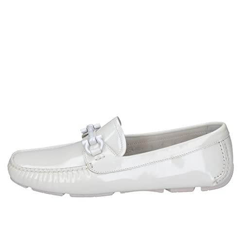 SALVATORE FERRAGAMO Mocasines Mujer Charol Blanco 37.5 EU