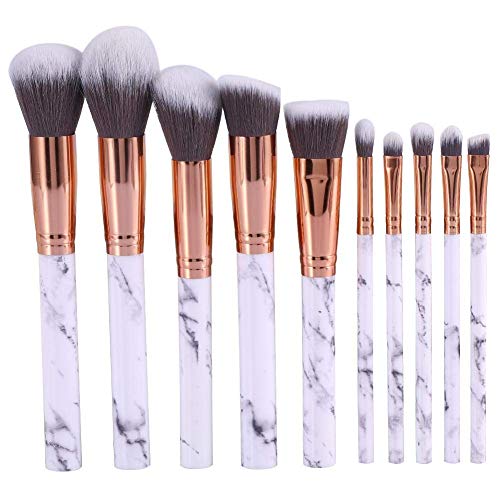 Samfox Makeup Brush, Foundation Eyebrow Eye Shadow Brush Concealer Blending Powder Makeup Brush Set(10pcs)