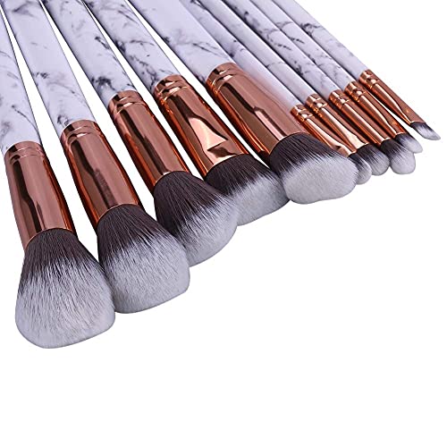 Samfox Makeup Brush, Foundation Eyebrow Eye Shadow Brush Concealer Blending Powder Makeup Brush Set(10pcs)