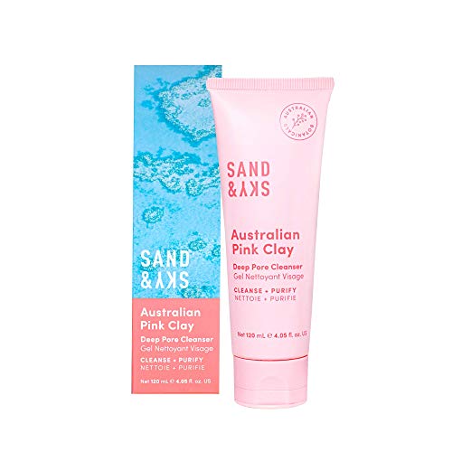 Sand & Sky - Limpiador facial con arcilla rosa australiana - Gel con pH 5.5 - Limpia la suciedad y reduce la aparición de puntos negros - Hidrata la piel - Exfoliante suave - 120ml