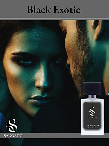 SANGADO Negro Exótico Perfume Unisex, Larga Duración de 8-10 horas, Olor Lujoso, Amaderada Aromática, Francesas Finas, Extra Concentrado (Eau de Parfum), Spray de 50 ml, Hipnótico, Un Gran Regalo