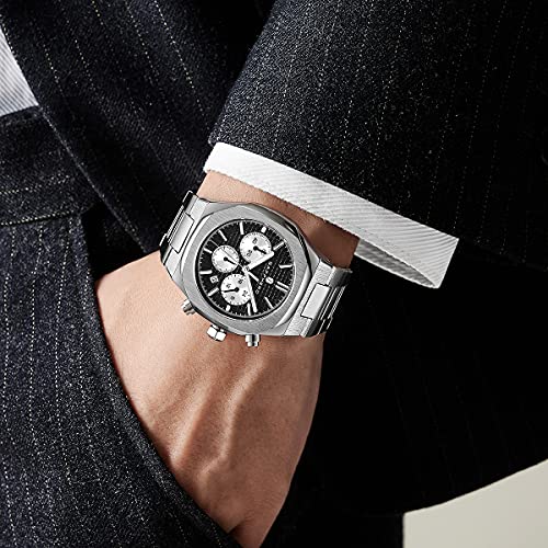 SAPPHERO Reloj para Hombre Moda de Negocios Casual Movimiento de Cuarzo Reloj para Hombre Acero 3ATM Cronógrafo Resistente al Agua Lujo Clásico