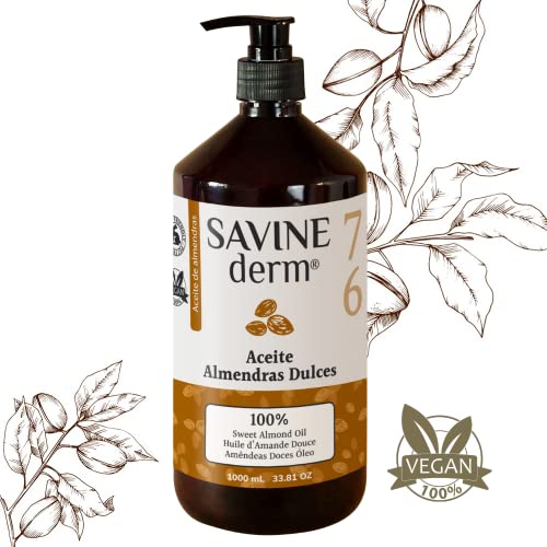 SAVINE DERM ACEITE DE ALMENDRAS DULCES PREMIUM Antiestrías para Embarazadas - 100% PURO y NATURAL/Previene las Estrías del Embarazo y Cicatrices/ Prensado Frío | Pieles secas y sensibles