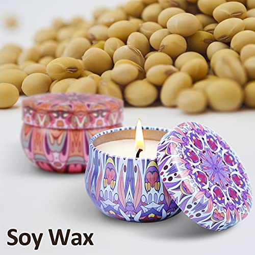 SCENTORINI Bohemio Velas Perfumadas Aromáticas 100% Cera de Soja Natural Decorativas Set de Regalo Aroma de Manzana Canela, Lino, Rosa Sándalo, Lavanda Vainilla