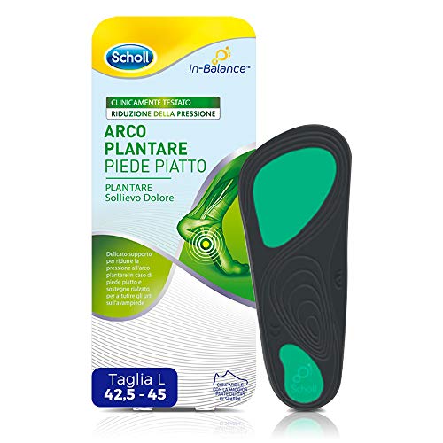 Scholl - Plantillas In-Balance para aliviar el dolor y ofrecer soporte al arco plantar en pies planos, unisex, talla L (43,5-45)