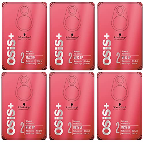 SCHWARZKOPF OSiS Mess Up - Pasta de modelado mate para estructurar el cabello, 6 unidades (6 x 100 ml)