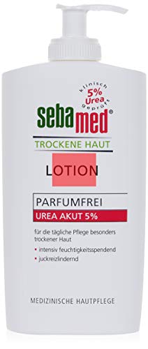 Sebamed Loción de urea Akut 5% sin perfume, 400 ml, loción hidratante con aceite de almendras dulces, para hombres y mujeres, alivia notablemente el picor y ayuda a suavizar la piel muy seca.