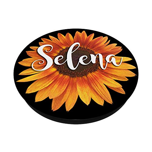 Selena Nombre Girasol-Negro Regalo Estético Para Mujeres Niñas PopSockets PopGrip Intercambiable