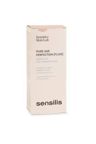 Sensilis Pure Age Perfection Maquillaje 8 Horas de Duración, Tratamiento Antiimperfecciones, Para Pieles Grasas y Con Acné, Tono 02 Sand - 30 ml