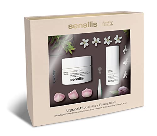 Sensilis Upgrade - Pack Crema AR Antiarrugas y Antirojeces con Gingko Biloba 50 Ml + Contorno de Ojos Reafirmante con Cafeína para Pieles Sensibles 15 Ml