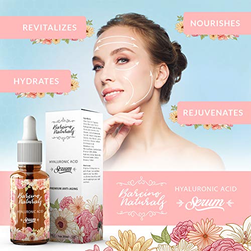 Serum Facial Acido Hialuronico Puro 100% Antiedad Natural Suero Hidratante Antiarrugas Antimanchas Piel Cara - Contorno de Ojos Antibolsas Antifatiga Ojeras Cuello Escote Mujer Hombre Vegano 30ml