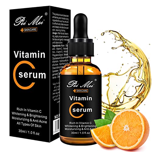 Sérum Facial con Vitamina C, Suero Facial, Suero Antiedad, Antiarrugas y Antimanchas, con Vitamina C, ácido hialurónico Suero para Rostro, Cuello,30ML